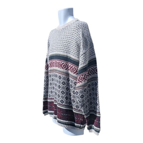 Vintage Croft & Barrow 90s Y2K Men's Large 100% Cotton Fair Isle Nordic Sweater - Picture 5 of 9